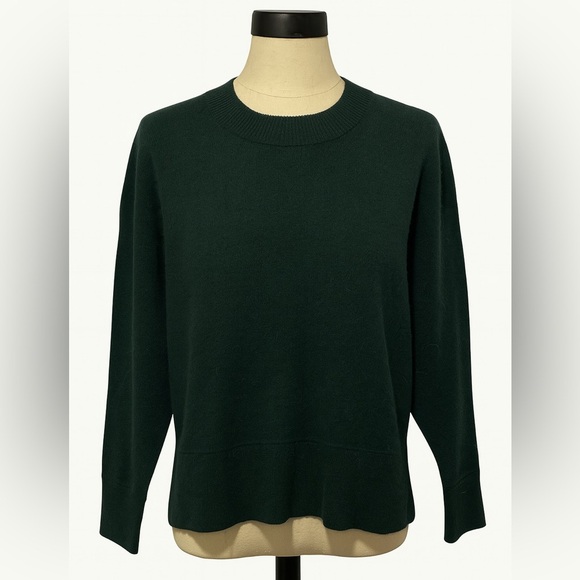 Whistles Dark Green Crew Neck 100% Cashmere Sweater Size Small EUC - Picture 1 of 6